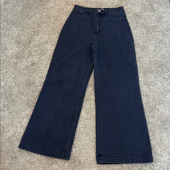 Rolla’s High Rise Wide Leg Jeans Size 27 Dark Wash Navy Straight Leg Aussie 9 - Picture 4 of 13